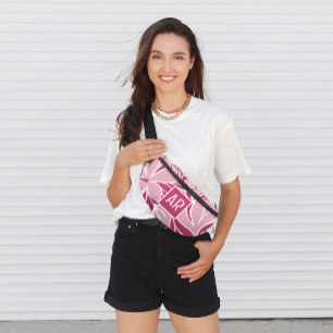 Trendy modern bloempatroon Cool monogram roze Heuptasje