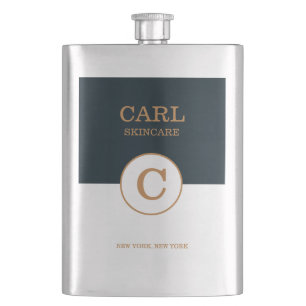 Trendy Modern Blue Gold Beauty Monogram Logo Flacon