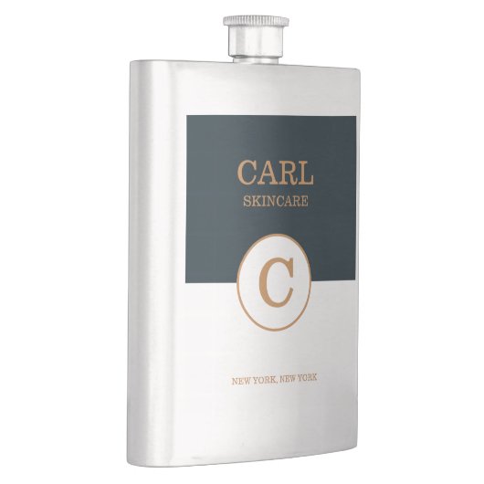 Trendy Modern Blue Gold Beauty Monogram Logo Flacon (Rechts)