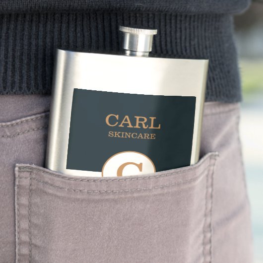 Trendy Modern Blue Gold Beauty Monogram Logo Flacon (Voorbeeld)