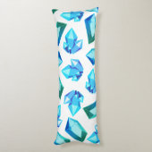 Trendy Modern Blue & Green Geode Gemstone Lichaamskussen (Achterkant (Verticaal))
