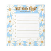 Trendy Modern Blue Waterverf Daisy to do List Notitieblok (Voorkant)