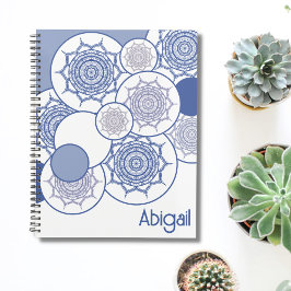 Trendy Modern Blue, White Mandala Pattern Boho Zen Planner