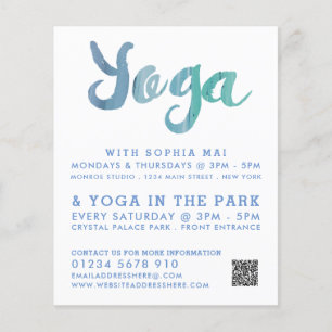 Trendy Modern Blue Yoga Class Adverteren Flyer