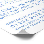 Trendy Modern Blue Yoga Class Adverteren Poster (Hoek)