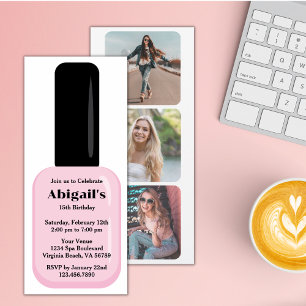 Trendy Modern Blush Pink Nail Poolse verjaardag Kaart