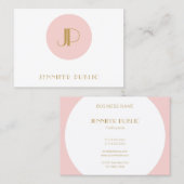 Trendy Modern Blush Roze Goud Monogram Elegant Visitekaartje (Voorkant / Achterkant)