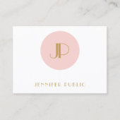 Trendy Modern Blush Roze Goud Monogram Elegant Visitekaartje (Voorkant)