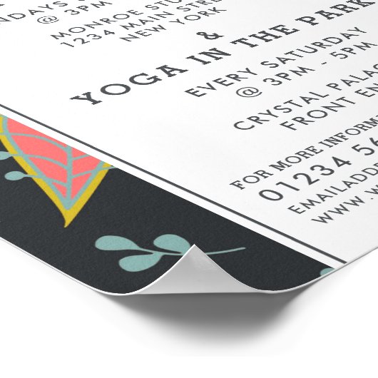 Trendy Modern Boho Yoga Class Adverteren Poster (Hoek)