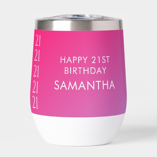 Trendy Modern Bold Pink Gradient 21st Birthday (Voorkant)
