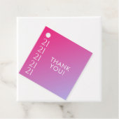 Trendy Modern Bold Pink Gradient 21st Birthday Bedankjes Labels (In situ)