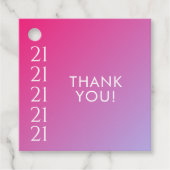 Trendy Modern Bold Pink Gradient 21st Birthday Bedankjes Labels (Voorkant)