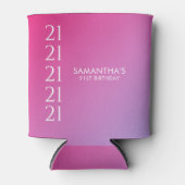 Trendy Modern Bold Pink Gradient 21st Birthday Blikjeskoeler (Voorkant)
