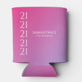 Trendy Modern Bold Pink Gradient 21st Birthday Blikjeskoeler (Achterkant)