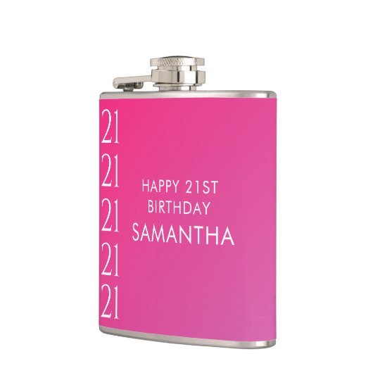 Trendy Modern Bold Pink Gradient 21st Birthday Heupfles (Links)