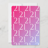 Trendy Modern Bold Pink Gradient 21st Birthday Kaart (Achterkant)