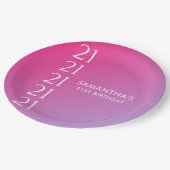 Trendy Modern Bold Pink Gradient 21st Birthday Papieren Bordje (Gekanteld)