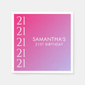 Trendy Modern Bold Pink Gradient 21st Birthday Servet (Voorkant)