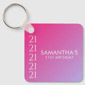 Trendy Modern Bold Pink Gradient 21st Birthday Sleutelhanger (Voorkant)