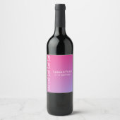 Trendy Modern Bold Pink Gradient 21st Birthday Wijn Etiket (Voorkant)