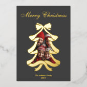 Trendy Modern Bow Foto Lijst Kerst Folie Feestdagenkaart (Voorkant)