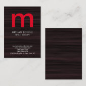 Trendy modern-bruin-houtmonogram visitekaartje (Voorkant / Achterkant)