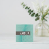 TRENDY MODERN BUSINESS gebogen lijnen mint jade Vierkante Visitekaartje (Staand voorkant)