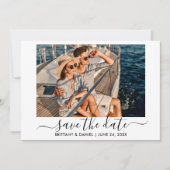 Trendy Modern Calligrafie-script Foto Save The Date (Voorkant)