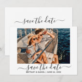 Trendy Modern Calligrafie-script Foto Save The Date (Voorkant / Achterkant)
