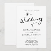 Trendy Modern Calligraphy Black and White Wedding Kaart (Voorkant / Achterkant)
