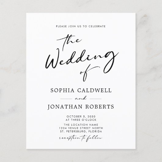 Trendy Modern Calligraphy Wedding Invitation (Voorkant)