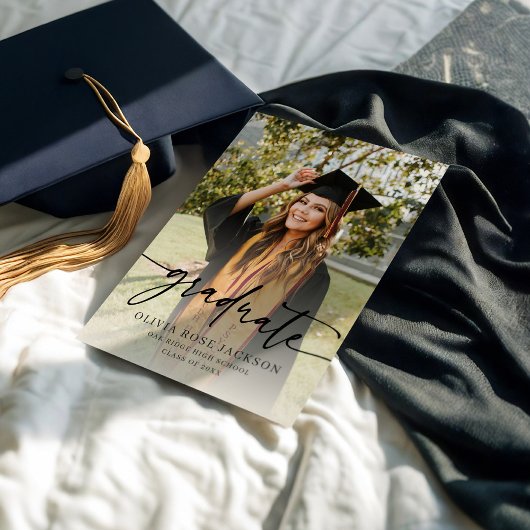 Trendy Modern Casual Foto Afstuderen Aankondiging