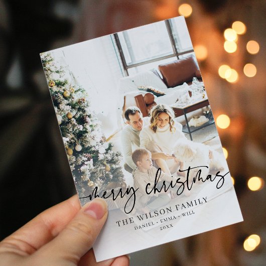 Trendy Modern Casual Fotokerst Feestdagenkaart