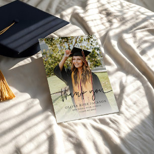 Trendy Modern Casual Photo Afstuderen Bedankkaart