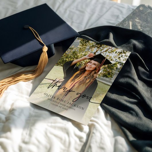 Trendy Modern Casual Photo Afstuderen Bedankkaart