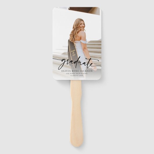 Trendy Modern Casual Photo Afstuderen Handwaaier (Achterkant)