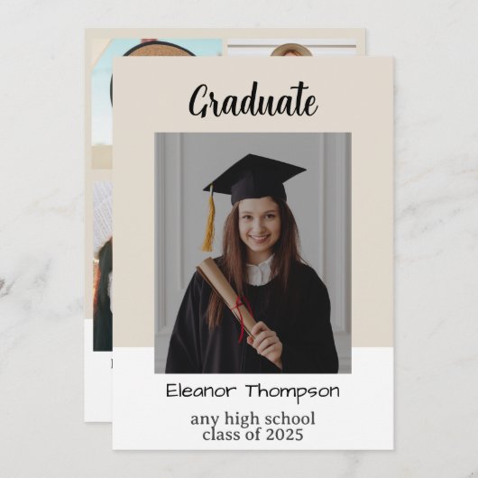 Trendy Modern Casual Photo Afstuderen Kaart (Voorkant / Achterkant)