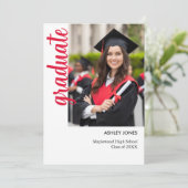 Trendy Modern Casual Photo Graduation Invitation Kaart (Staand voorkant)