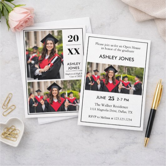 Trendy Modern Casual Photo Graduation Invitation Kaart