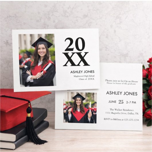Trendy Modern Casual Photo Graduation Invitation Kaart