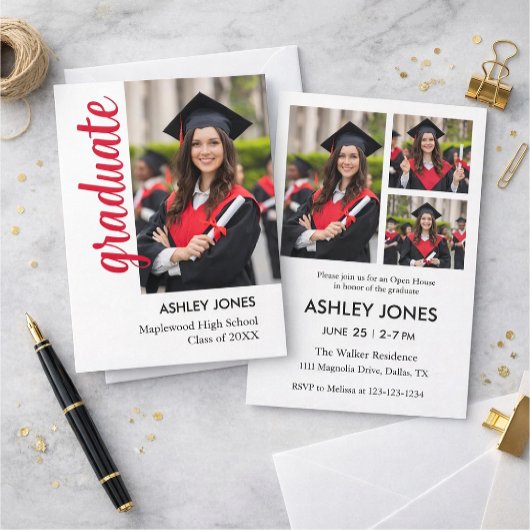 Trendy Modern Casual Photo Graduation Invitation Kaart