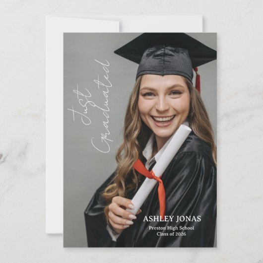 Trendy Modern Casual Photo Graduation Invitation Kaart (Voorkant)