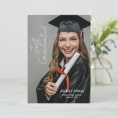 Trendy Modern Casual Photo Graduation Invitation Kaart (Staand voorkant)