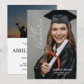 Trendy Modern Casual Photo Graduation Invitation Kaart (Voorkant / Achterkant)