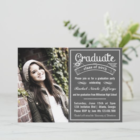 Trendy Modern Chalkboard Typography Afstuderen Kaart (Staand voorkant)