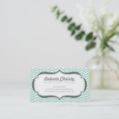TRENDY modern chevron patroon bord mint groen grij Visitekaartje (Staand voorkant)