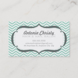 TRENDY modern chevron patroon bord mint groen grij Visitekaartje