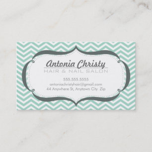 TRENDY modern chevron patroon bord mint groen grij Visitekaartje