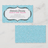 TRENDY modern chevron patroon faux aqua glitter Visitekaartje (Voorkant / Achterkant)