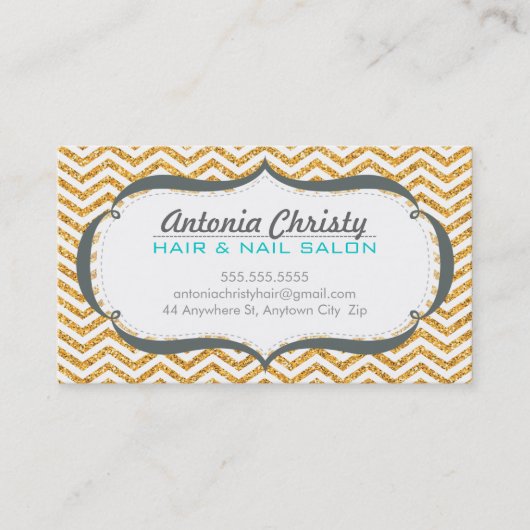 TRENDY modern chevron patroon faux gouden glitter Visitekaartje (Voorkant)